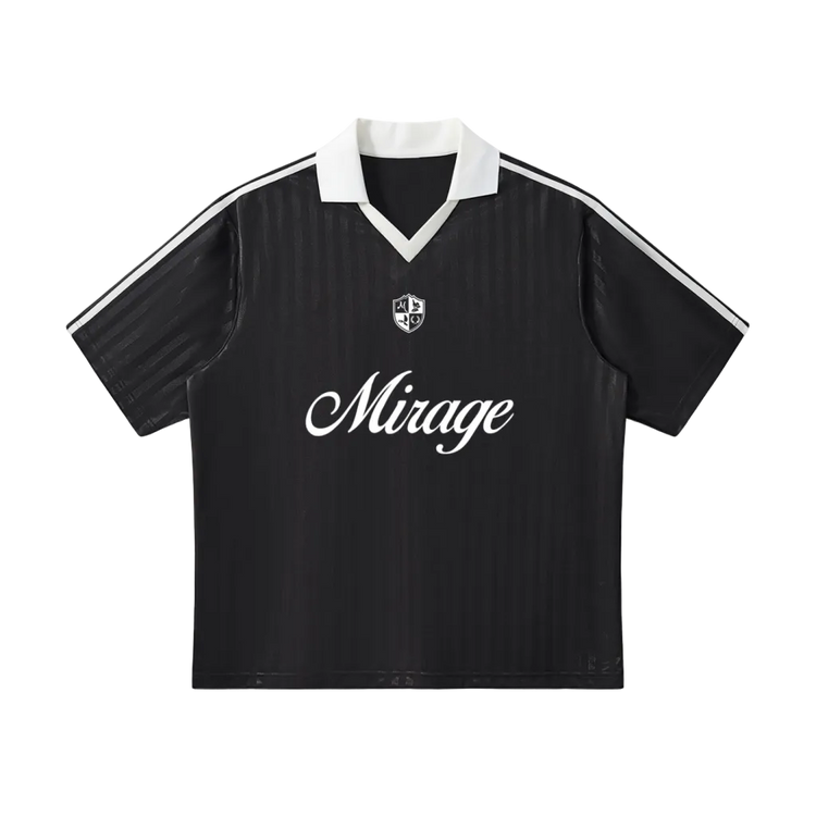 Black soccer jersey with &