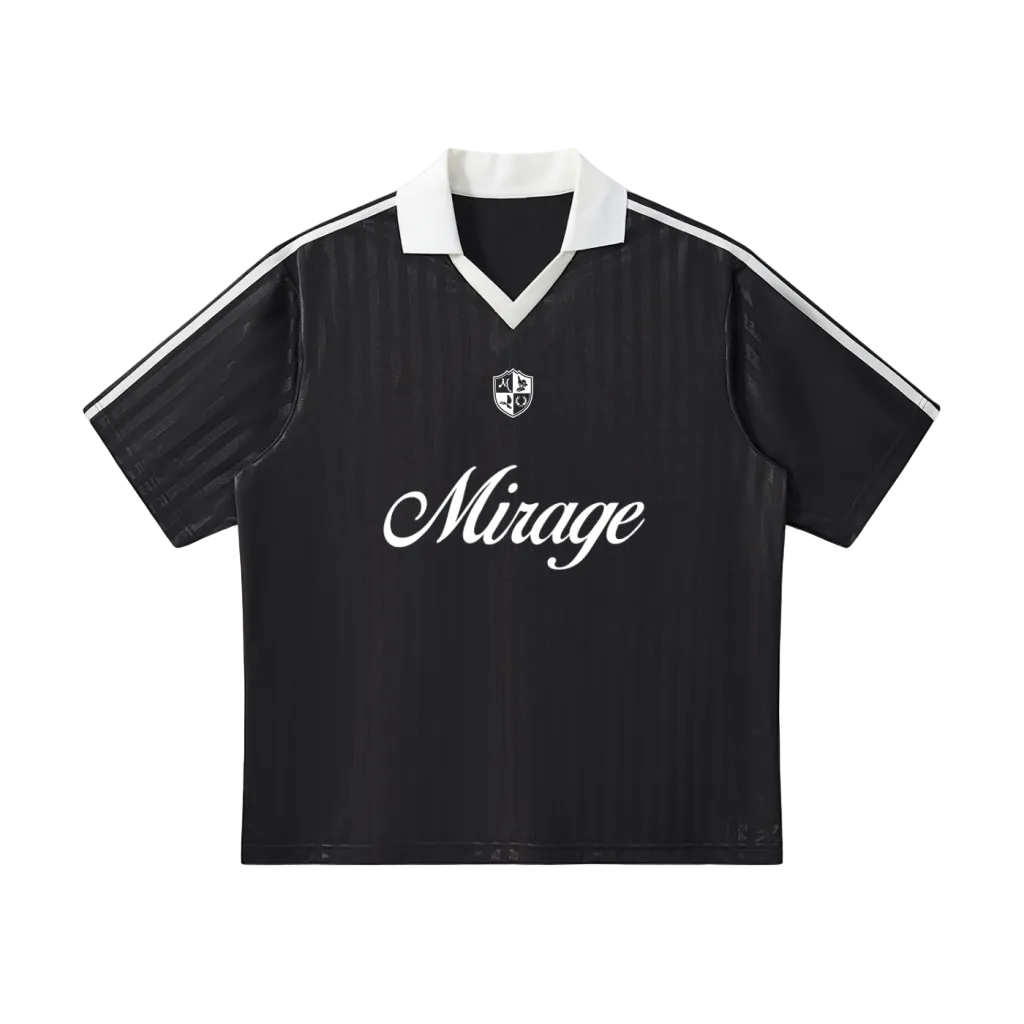 Black soccer jersey with &