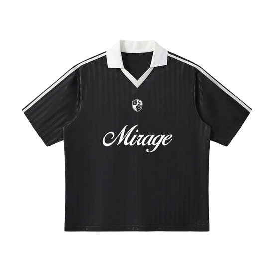 Black soccer jersey with &